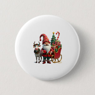 Kerstlicht Gnome Kerstman Sleigh Rijden Hoog Ronde Button 5,7 Cm