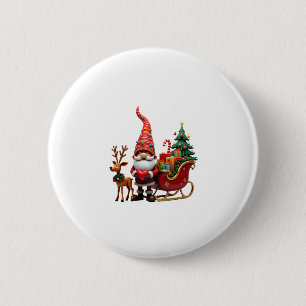 Kerstlicht Gnome Kerstman Sleigh Rijden Hoog Ronde Button 5,7 Cm