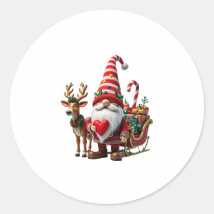 Kerstlicht Gnome Kerstman Sleigh Rijden Hoog Ronde Sticker