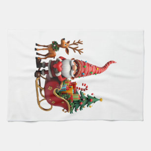 Kerstlicht Gnome Kerstman Sleigh Rijden Hoog Theedoek