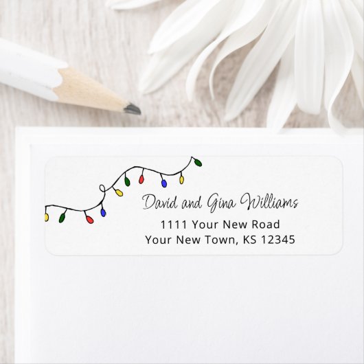 Kerstlicht Kleurrijk Retro Retroadres Etiket (Insitu)