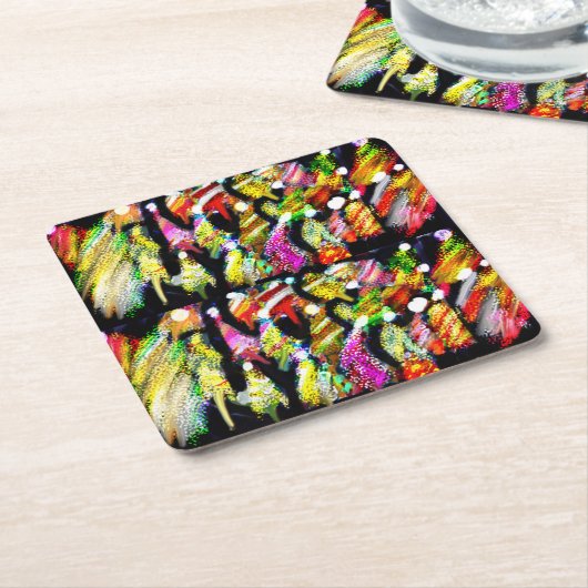 Kerstlicht op bomen Magnet Deurpapier Pl Kartonnen Onderzetters (Schuin)