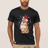 Kerstlicht Pommeren-hond T-shirt (Voorkant)