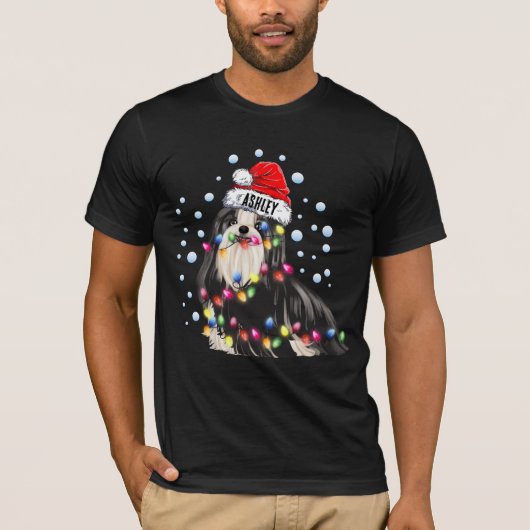 Kerstlicht Schiftzu Dog Puppy T-shirt (Voorkant)