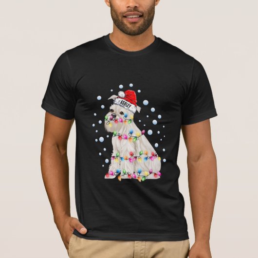 Kerstlicht Schnauzer Dog Pupp T-shirt (Voorkant)