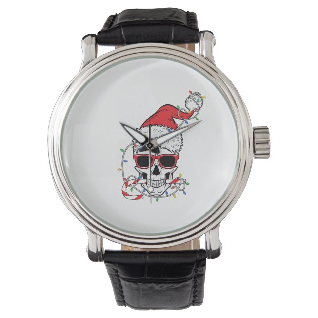 Kerstlicht-Skelet-Schedel Horloge (Voorkant)