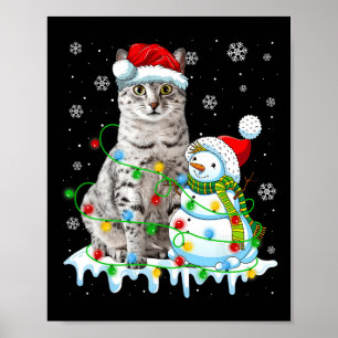 Kerstlicht Sneeuwman Egyptische Mau Kat Pet Lover Poster