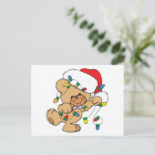 Kerstlicht Teddy Bear Feestdagenkaart (Staand voorkant)