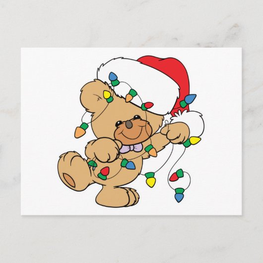 Kerstlicht Teddy Bear Feestdagenkaart (Voorkant)