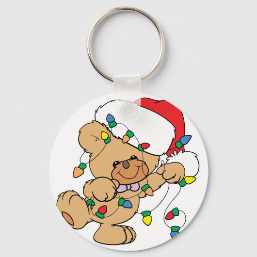 Kerstlicht Teddy Bear Sleutelhanger (Voorkant)