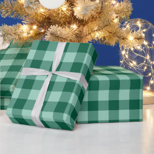 Kerstlicht Turquoise Jager Groen Buffalo Check Cadeaupapier