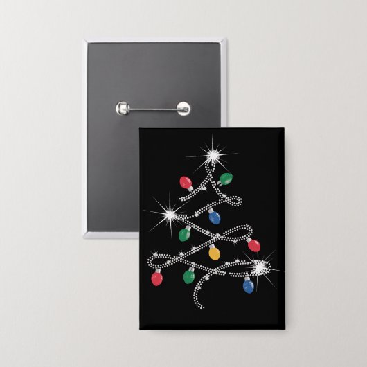 Kerstlichtboom Rhinestone Mega Bling Button (Voorkant / Achterkant)