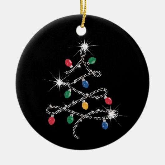 Kerstlichtboom Rhinestone Mega Bling Keramisch Ornament (Voorkant)