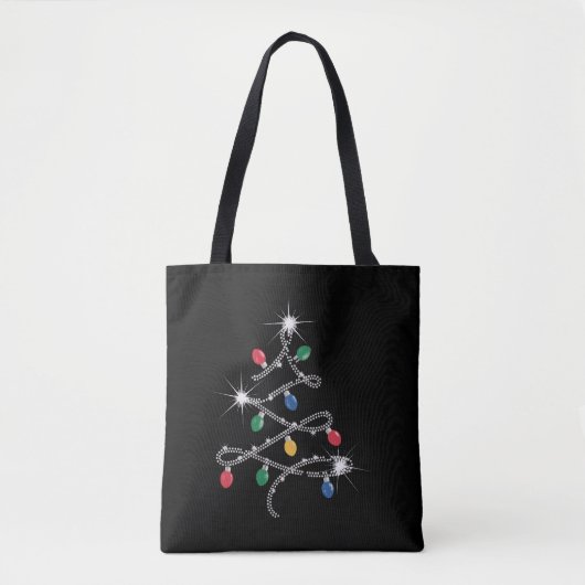 Kerstlichtboom Rhinestone Mega Bling  Tote Bag (Voorkant)