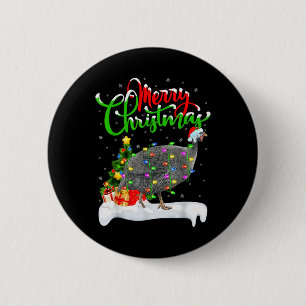 Kerstlichten Boom Kerstman Parelhoen Vogel Vrolijk Ronde Button 5,7 Cm