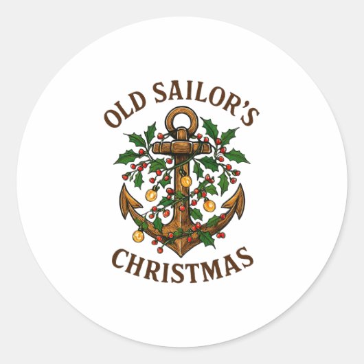 Kerstlichten Boot Zeilen Cruise Boot Cadeaus Ronde Sticker (Voorkant)