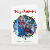 Kerstlichten Cirkel Foto Mooie Kerst Feestdagen Kaart (Voorkant)