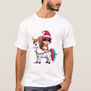 Kerstlichten Eekhoorn Rijdt Eenhoorn T-shirt (