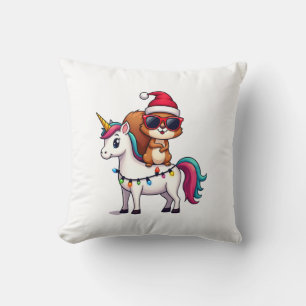 Kerstlichten Eekhoornrijdende Eenhoorn T-shirt ( Kussen
