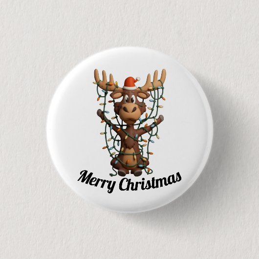 Kerstlichten Eland Ronde Button 3,2 Cm (Voorkant)