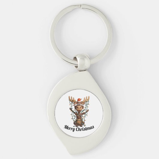 Kerstlichten Eland Sleutelhanger (Voorkant)