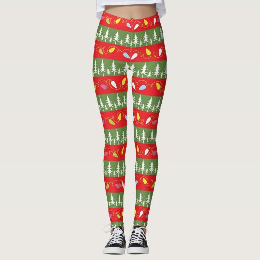 kerstlichten en bomen leggings (Voorkant)