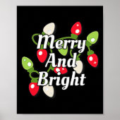 Kerstlichten en -decoraties vrolijk en helder poster (Voorkant)