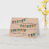 Kerstlichten en Nieuwjaarsgroet Kaart (Gele Bloem)