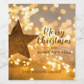 Kerstlichten en Ster Zakelijk Cadeau Wijn Etiket (Enkel label)