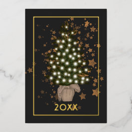 Kerstlichten Familie Foto Collage Folie Vakantie Feestdagenkaart