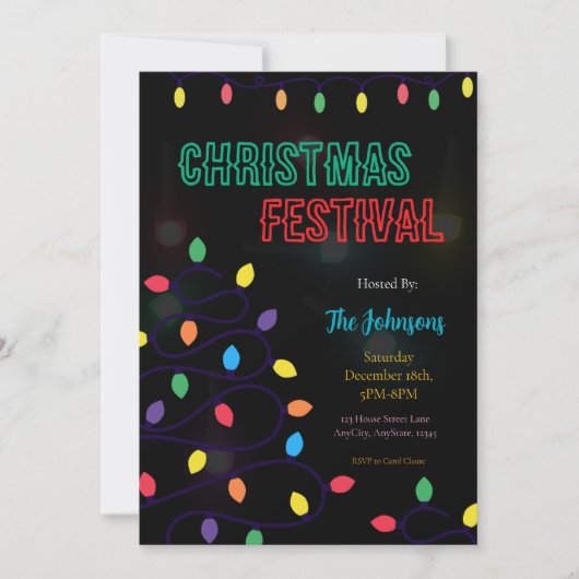 Kerstlichten Festival Uitnodiging (Voorkant)
