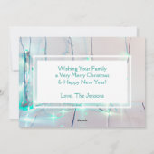 Kerstlichten Foto Vakantie in Turkoois en Wit Feestdagenkaart (Achterkant)