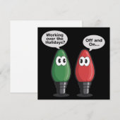 Kerstlichten grap lichtbol aan uit werkend   feestdagenkaart (Voorkant / Achterkant)