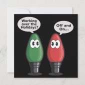 Kerstlichten grap lichtbol aan uit werkend   feestdagenkaart (Voorkant)