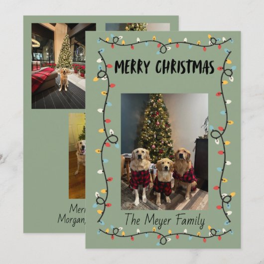 Kerstlichten Kerstkaart (Voorkant / Achterkant)