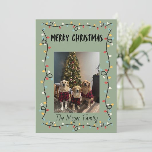 Kerstlichten Kerstkaart (Staand voorkant)