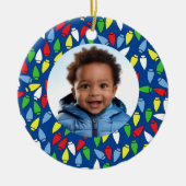 Kerstlichten Kleinzoon blauw  Keramisch Ornament (Voorkant)