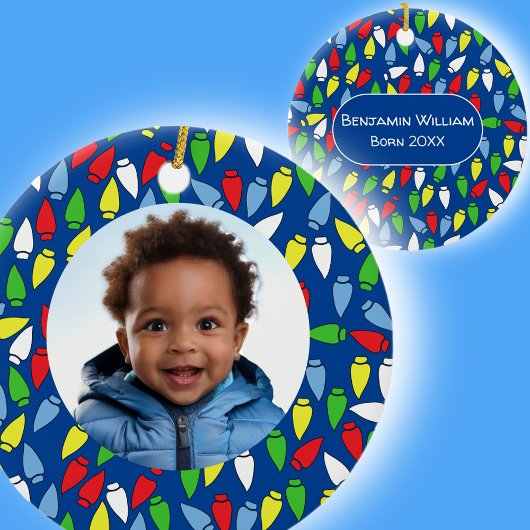 Kerstlichten Kleinzoon blauw  Keramisch Ornament