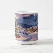 Kerstlichten landschap met sneeuw koffiemok (Center)