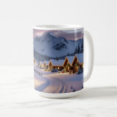 Kerstlichten landschap met sneeuw koffiemok (Voorkant rechts)