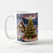 Kerstlichten landschap met sneeuw koffiemok (Links)