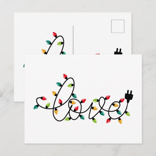 Kerstlichten Liefde Briefkaart (Voorkant / Achterkant)