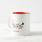 Kerstlichten Liefde Tweekleurige Koffiemok (Voorkant links)