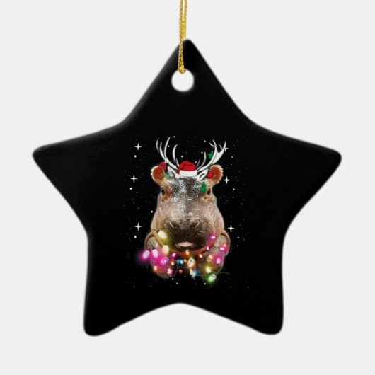 Kerstlichten Nijlpaard Fiona Hippopotamus Liefhebb Keramisch Ornament (Voorkant)
