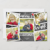 Kerstlichten op 6-fotocollage Chalkboard Feestdagenkaart (Voorkant)