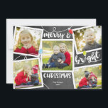 Kerstlichten op 6-fotocollage Chalkboard Feestdagenkaart<br><div class="desc">Deze leuke 6-fotokaart is voorzien van de tekst "Vrolijk & Helder Kerstmis" met ruimte voor 5 foto's aan de voorzijde en 1 aan de achterzijde op een achtergrond van het bord! Het bijbehorende collectie van producten is beschikbaar in onze winkel! Neem contact met ons op als u dit ontwerp wilt...</div>