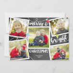 Kerstlichten op 6-fotocollage Chalkboard Feestdagenkaart<br><div class="desc">Deze leuke 6-fotokaart is voorzien van de tekst "Vrolijk & Helder Kerstmis" met ruimte voor 5 foto's aan de voorzijde en 1 aan de achterzijde op een achtergrond van het bord! Het bijbehorende collectie van producten is beschikbaar in onze winkel! Neem contact met ons op als u dit ontwerp wilt...</div>