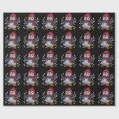 Kerstlichten Pinguïn met Kerstmuts Pinguïns Cadeaupapier (Vlak)