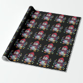 Kerstlichten Pinguïn met Kerstmuts Pinguïns Cadeaupapier (Uitgerold)