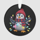 Kerstlichten Pinguïn met Kerstmuts Pinguïns Ornament (voorkant)